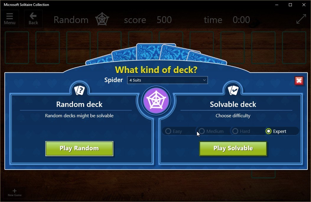 how to change game difficulty in microsoft solitaire collection windows 10